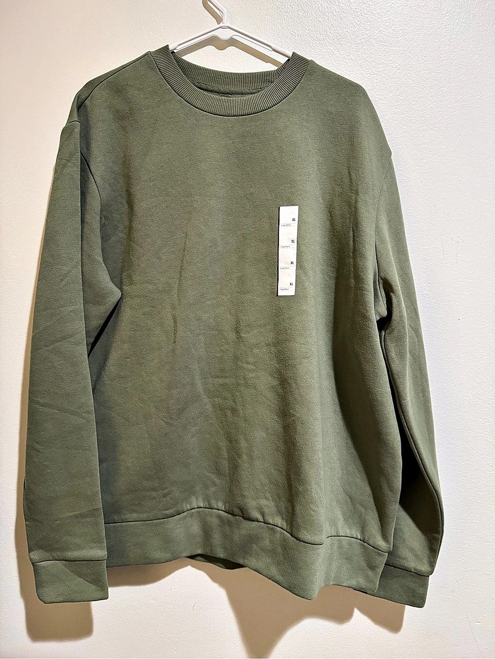 Goodfellow & Co Every Wear Fleece Crewneck Sweatshirt Olive Green Long Sleeve NW